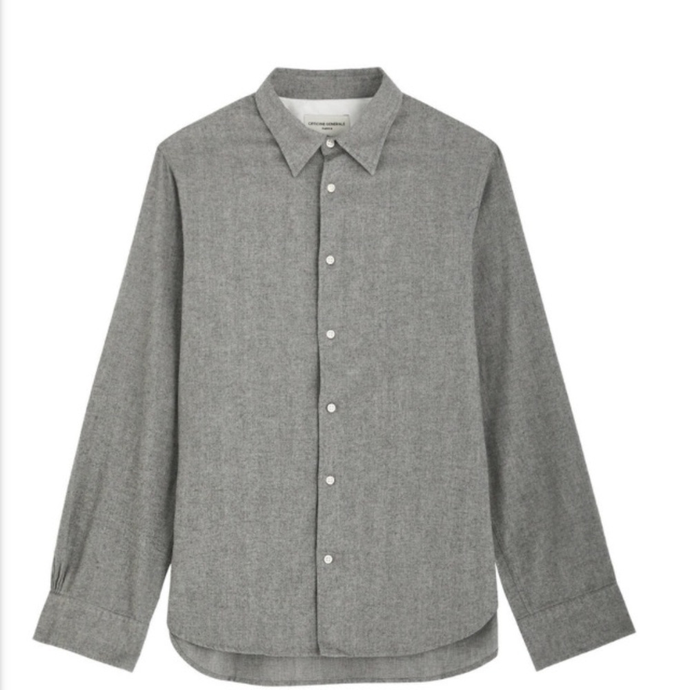 Officine Generale Grey Button-Down Shirt style  Giacomo brushed cotton size XL